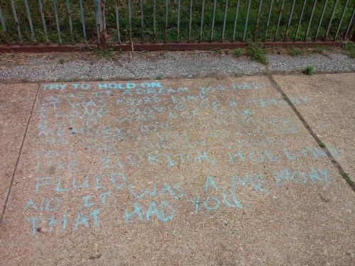 TRY TO HOLD ON WAS IT A DREAM YOU HAD? IT WAS MORE LIKE A LONG MOVIE OF A MEMORY YOU HAD, BUT IT WAS NOT YOUR MEMORY. YOU REMEMBER: THE WORDS YOU COULD USE TO DESCRIBE THE WORDS YOU WOULD USE FOR THE DREAM. WORDS LIKE ELDRITCH, HOLLOW, FLUID. NO, IT WAS A MEMORY THAT HAD YOU.